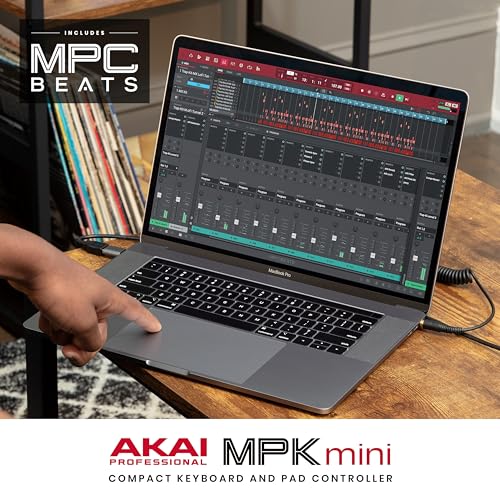 Akai Professional MPK Mini MK3 - 25 Key USB MIDI Keyboard Controller with 8 Backlit Drum Pads, 8 Knobs and Music Production Software and Native Instruments Sound Package (NKS Integration)