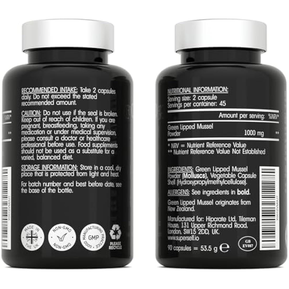 Green Lipped Mussel for Humans & Dogs - New Zealand Green Lipped Mussel Capsules 1000mg - High Strength Joint & Mobility Supplement with Omega 3-100% Pure Powder - 90 Tablets - Made in The UK