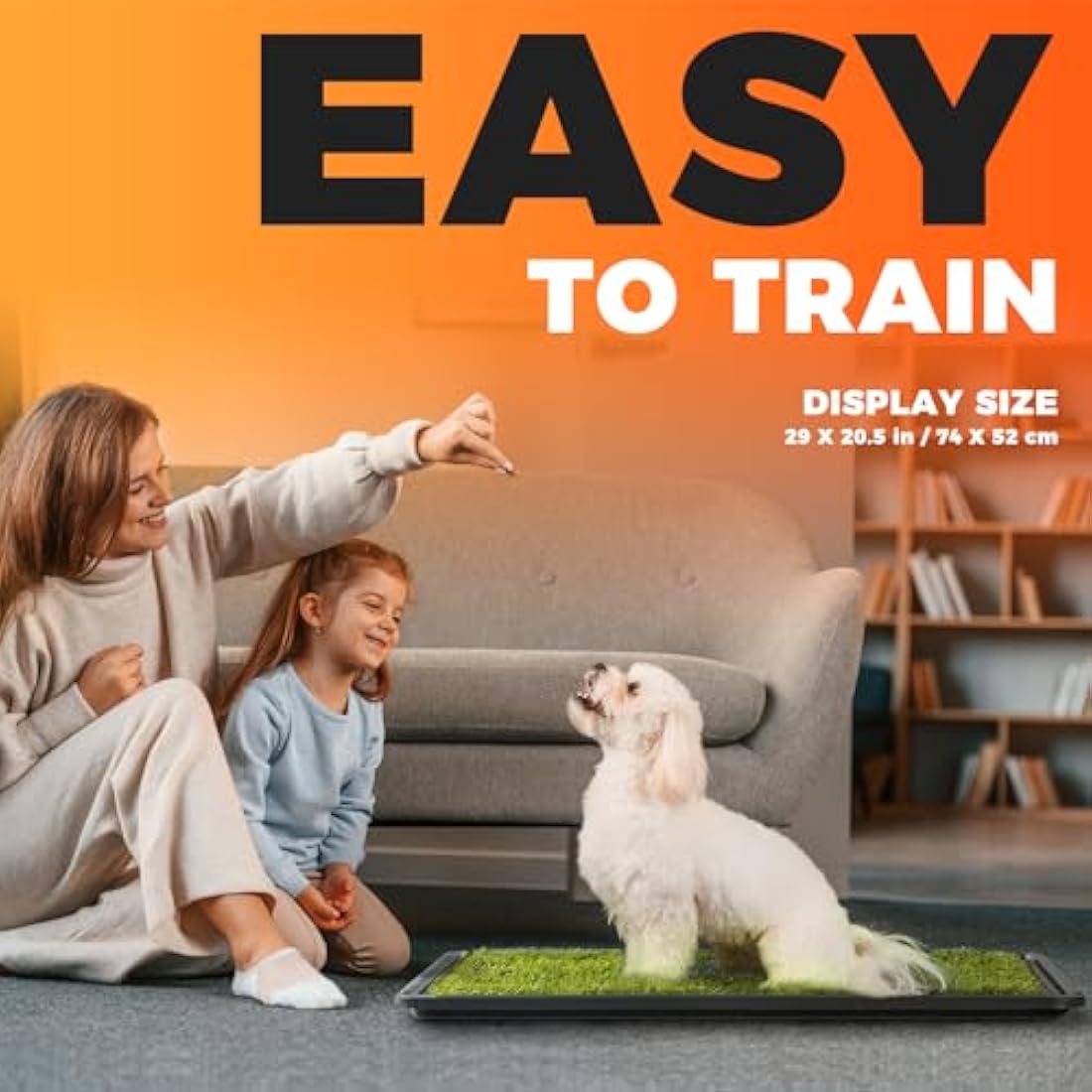 Hompet Dog Toilet, 74 x 52 cm, 2 Pcs of Artificial Grass Mats for Dogs, Reusable Washable Puppy Pads, Super Absorbent Waterproof Dog Pee Pads with Fake Grass and Tray, for Balcony, Outdoor, Indoor Use