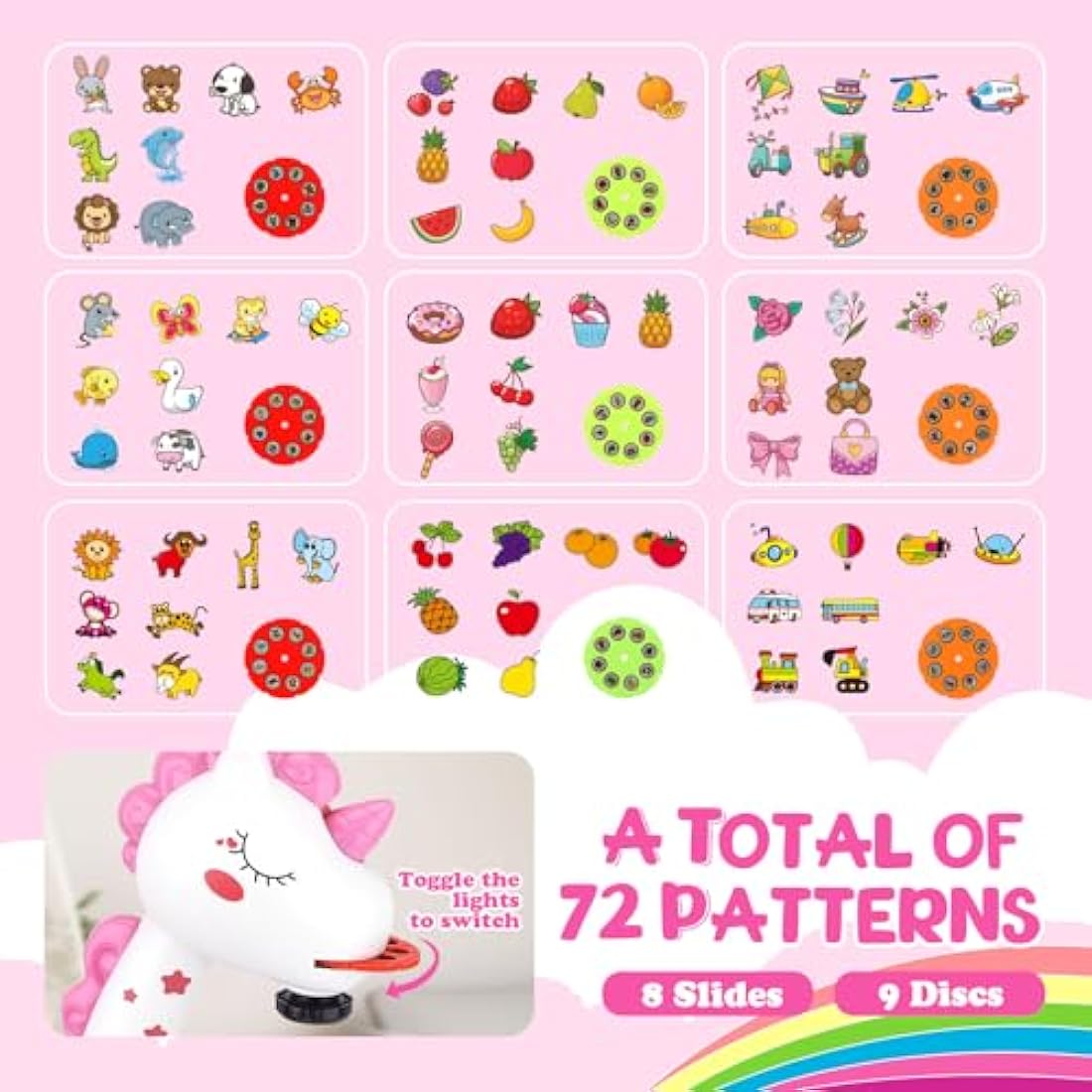 Girls Toys Drawing Projector Table for Kids with 72 Patterns Unicorn Gifts Toy for 3 4 5 6 7 8 Year Old Girls Boys Kids Drawing Supplies with Crayons,Scrapbook,Sticker Book,Stickers,Stamps