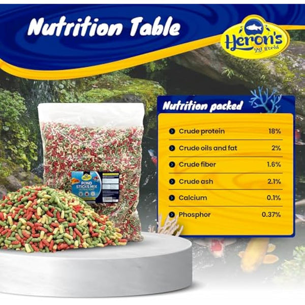 HERONS Pond Sticks Mix Ultralight 15L - Koi & Goldfish Food - Excellent Value - Complete Feed for all Pond Fish - Premium, Variety Pond Sticks