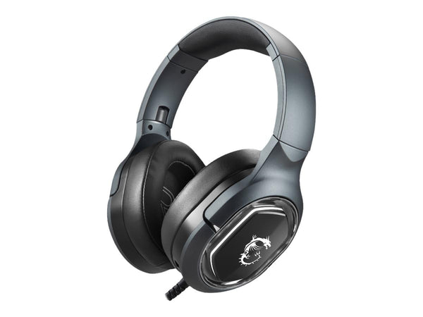 MSI IMMERSE GH50 GAMING HEADSET - 7.1 Virtual Surround Sound, Vibration Feedback, 40mm Neodymium Drivers, RGB Lighting, Detachable Mic, Inline Controls, USB 2.0 Connector - Wired (Package may vary)