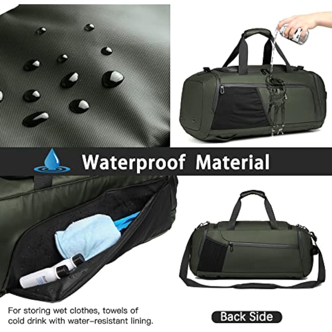 Gym Sports Bag for Men,40L Waterproof Gym Duffle Bag with Shoes Compartment and Wet Pocket,Travel Duffel Bag with Shoulder Strap and Backpack