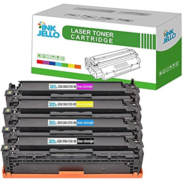 InkJello Toner Cartridge For Printer, Compatibile with HP LaserJet Pro CM1415fn CM1415fnw CP1525n CP1525nw CE320A CE321A CE322A CE323A (Black/Cyan/Yellow/Magenta, 4-Pack)