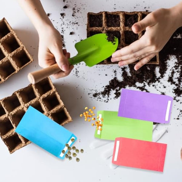 100Pcs Money Envelopes, Coloured Seed Envelopes Self-Adhesive Seed Packets Mini Envelopes Coin Envelopes for Wages, Seeds, Coins, Beads or Stamps(10x6cm/3.9x2.4inch)