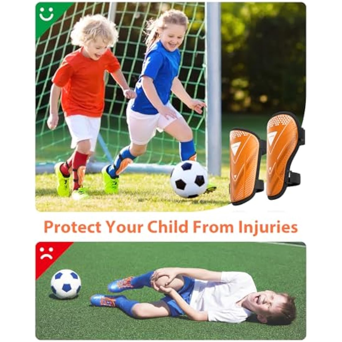 AirsFish Shin Pads Boys CE Certified Kids Football Shin Guards Breathable Non Slip Extended Adjustable Straps Lightweight Soccer Shin Pads for Boys Girls Teens Leg Calf Protective