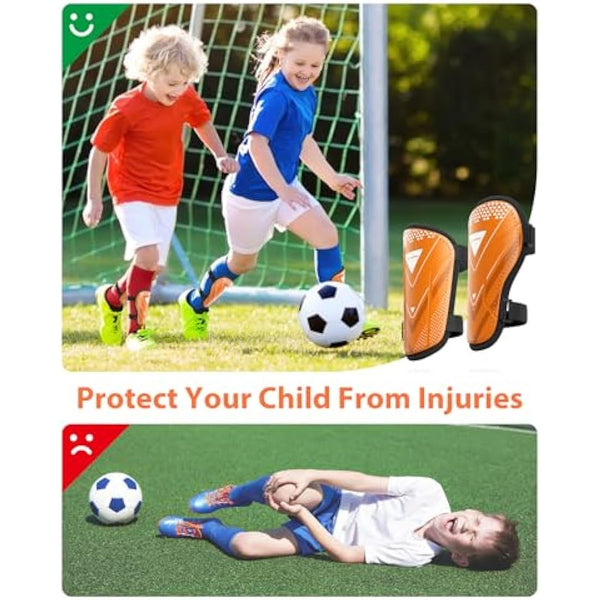 AirsFish Shin Pads Boys CE Certified Kids Football Shin Guards Breathable Non Slip Extended Adjustable Straps Lightweight Soccer Shin Pads for Boys Girls Teens Leg Calf Protective
