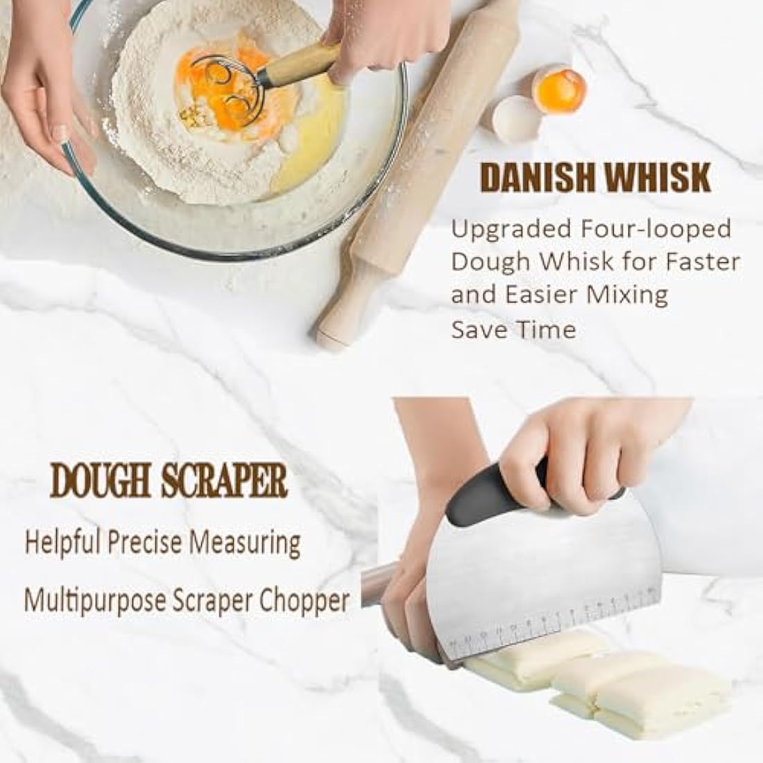 Bread Proofing Basket Sourdough Starter Kit-Sourdough Proving Basket Kit Bread Making Accessories with Foldable Silicone 9 Inch Round&10 Oval Sour Dough Starter Kits,Danish Dough Whisk,Bread Lame