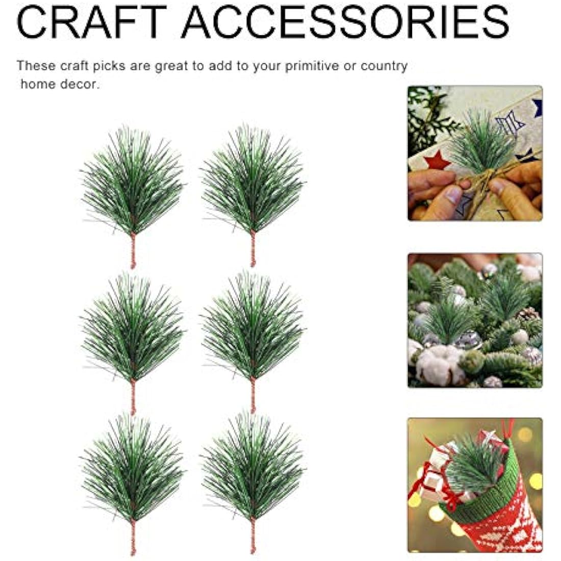 Amosfun 24Pcs Small Artificial Pine Picks Artificial Plants Christmas Pine Branches for Christmas Flower Arrangements Wreaths and Holiday Decorations
