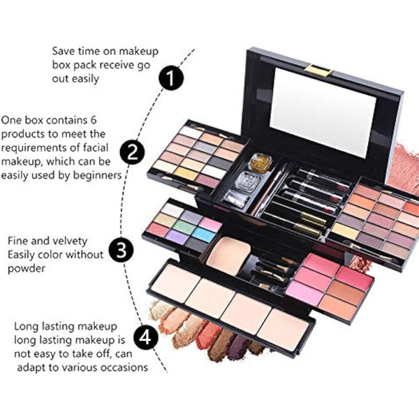 FantasyDay All-in-one Makeup Set Gift Surprise | Full Makeup Kit for Women Multipurpose Essential Starter Bundle Include Eyeshadow Palette Lipstick Blush Concealer Face Powder Eyeliner Mascara Brush
