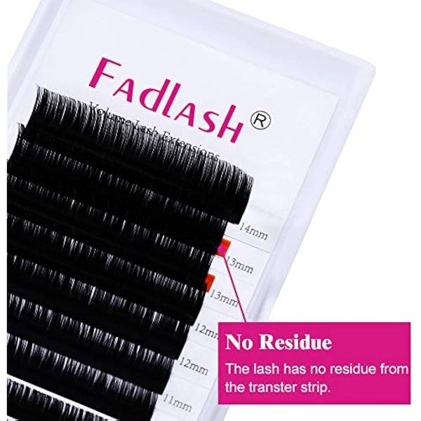 Fadlash Individual Classic Eyelash Extension 0.20mm D Curl 8-14mm Mixed Tray 1:1 Matte Black Professional Classic Individual Lashes