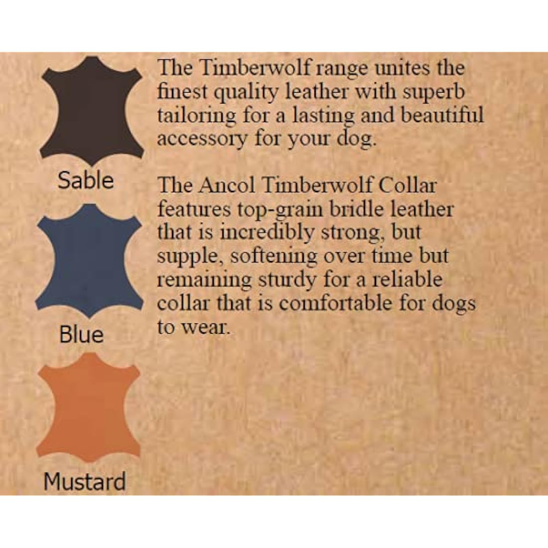 Ancol Handcrafted Heavy Duty Sable Timberwolf Leather Dog Lead - Soft Supple Leather Leash with Industrial Nylon Thread - 1m x 19mm