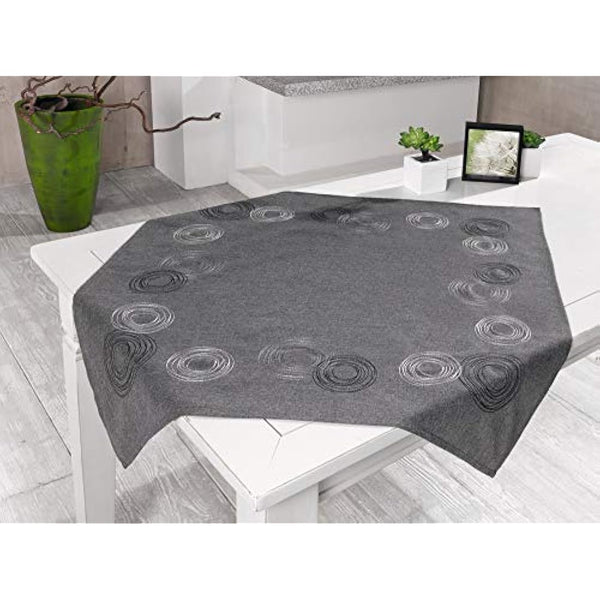 Frank Table runner, Polyester, grey, 85 x 85 cm