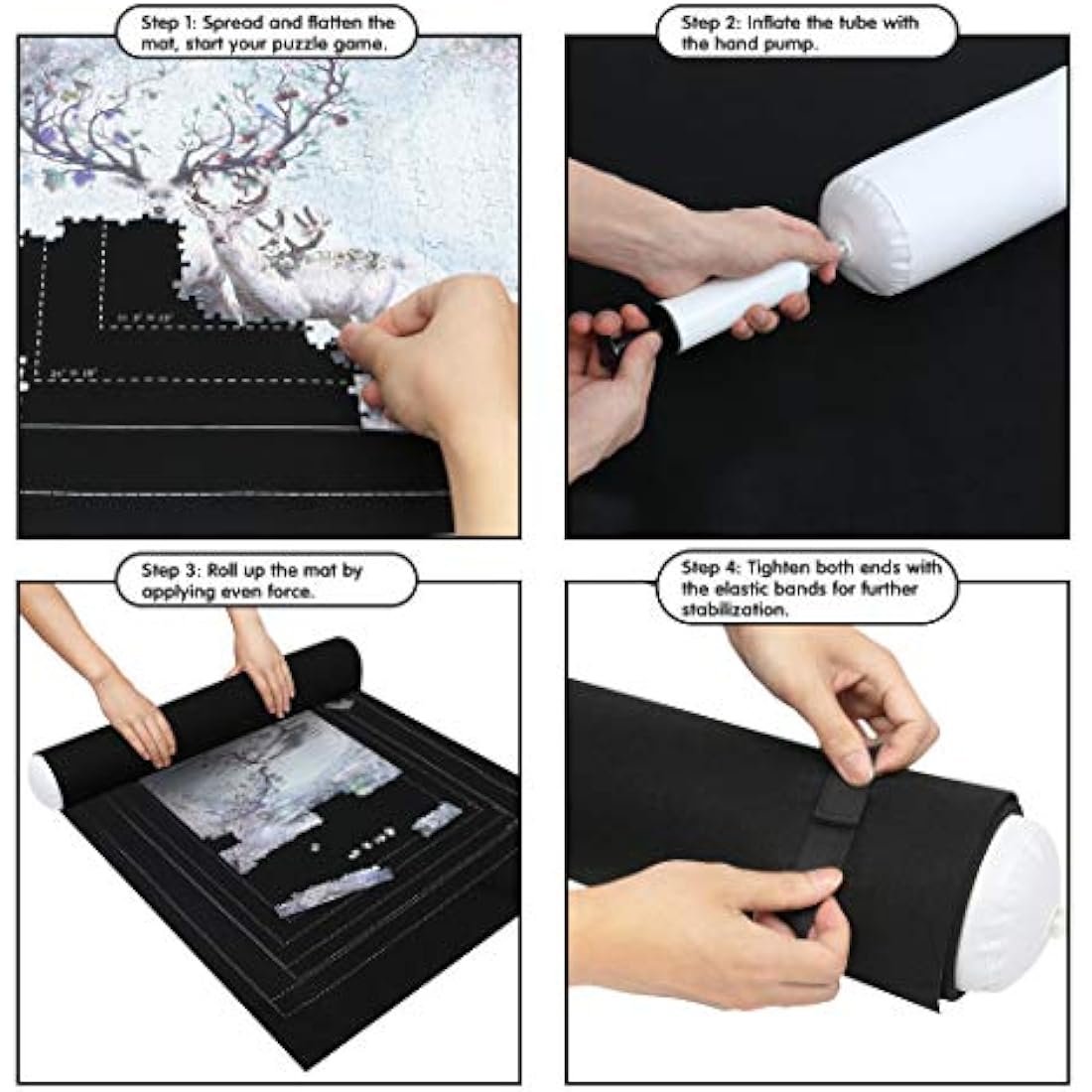 Becko US Puzzle Roll Jigsaw Storage Felt Mat with Frame Lines, Jigroll Up to 1,500 Pieces, Environmental Friendly Material for Jigsaw Puzzle Player, Box with Drawstring Storage Bag