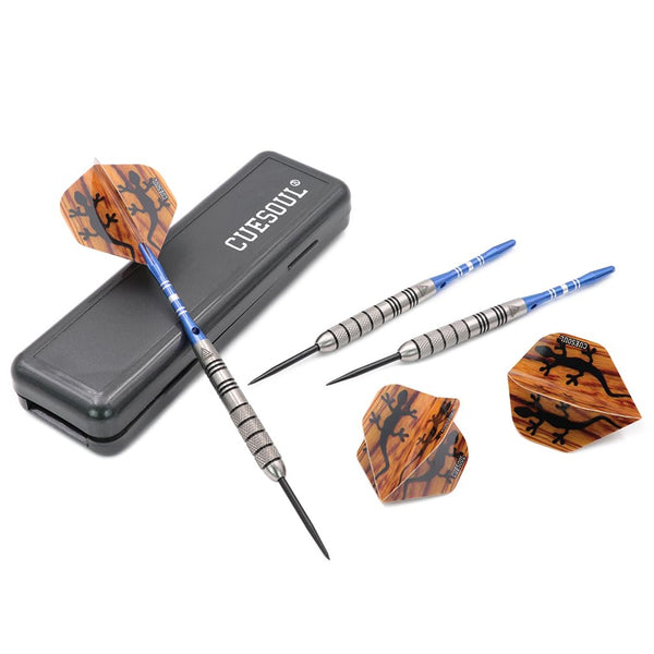 CUESOUL 90% Tungsten Steel Dart 22/24/26/28/30 Grams Darts Set Center Weighted Enhanced Control, Knurled Surface Supergrip, Aluminum Shafts Case