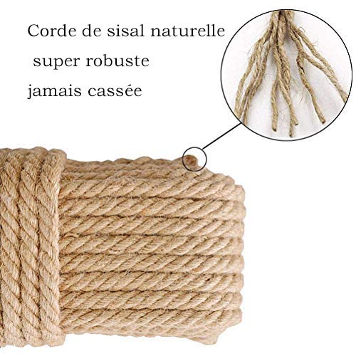 Aoneky 6mm/ 8mm/10mm Cat Scratching Sisal Rope Posts Trees 33FT-328FT, Hemp Rope for Decoration, DIY or (164FT, 8mm)