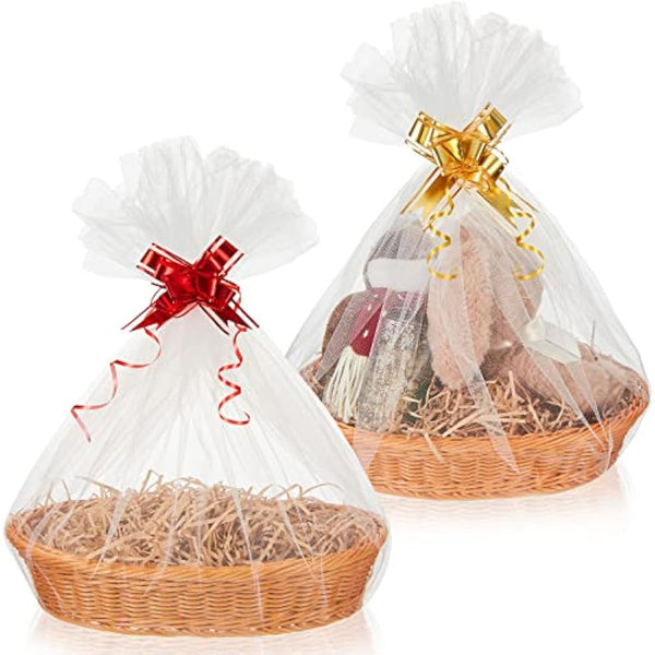 Hestya 2 Set Make Your Own Gift Hamper Kit Empty Wicker Hamper Baskets DIY Christening Gift Baskets for Christmas Birthday Baby Shower Wedding Valentine, 35 x 25 cm