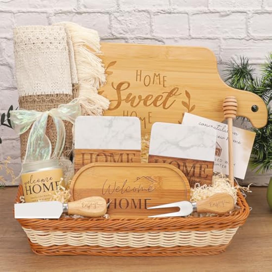House Warming Gifts New Home,Unique Housewarming Gift,Realtors Closing Gift,Serving Board Housewarming Basket for Couples Women Men