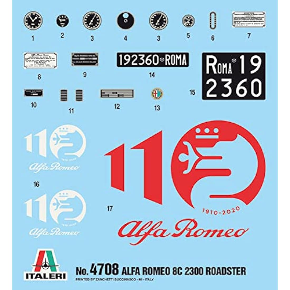 Italeri 4708S Alfa Romeo 1:12 8C/2300 1931-33 Building, Stand Model Making, Crafts, Hobby, Gluing, Plastic Kit, red, Mittel