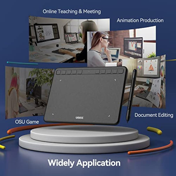 Drawing Tablet, Portable Graphics Tablet with Battery-Free Stylus and 10 Shortcut Keys, 8192 Pressure Sensitivity Digital Graphics Drawing Pad for Windows/Mac/Linux/Android/Chrome OS/OSU