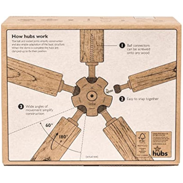 hubs Geodesic Dome Kit - Scalable - DIY - Garden Building - Architecture - Buckminster Fuller - Arbour - Fruit Cage - 26pcs