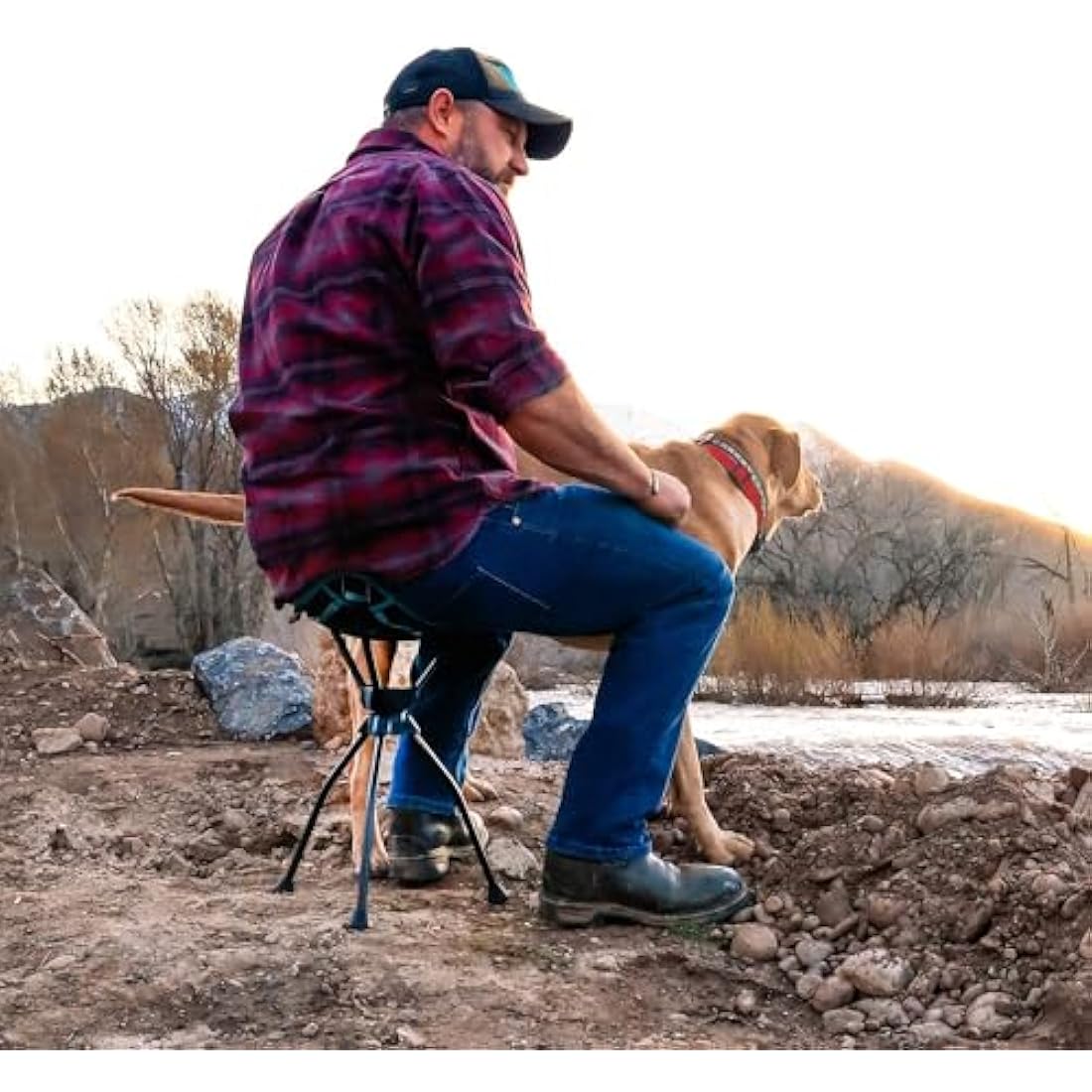 GRAND TRUNK Compass 360 XT Extra Tall Swivel Stool - Compact 260lb Capacity Portable Outdoor Seat for Camping & Travel (Brown)