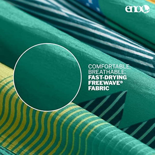 ENO, Eagles Nest Outfitters DoubleNest Print Lightweight Camping Hammock, 1 to 2 Person, Retro/Emerald