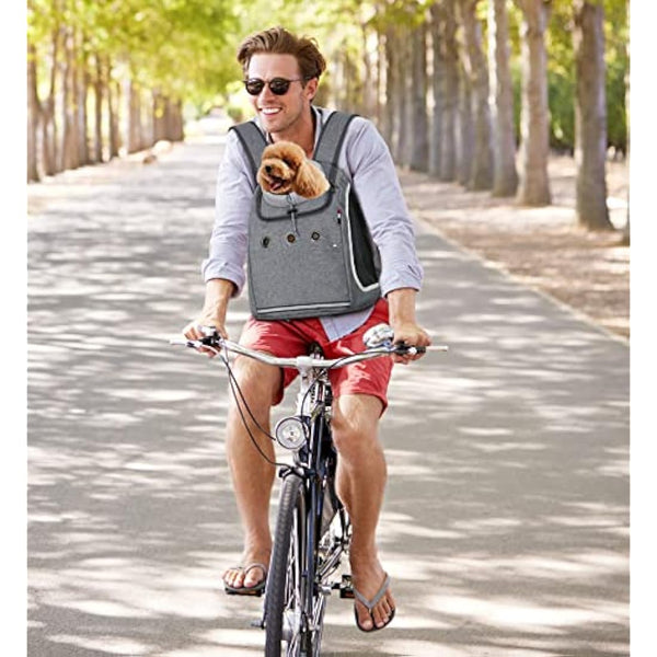 ALLSOPETS Dog Backpack Portable Cat Carrier Bag Travel Pet Backpack for Small Dog Cats Breathable Dog Rucksack Pet Carrying Bag for Travel Hiking Camping Outdoor (Dark Gray)