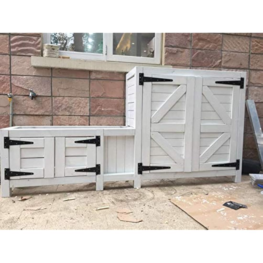 Heavy Duty T-Hinges 16 Inch (400mm) Tee Hinge for Wooden Door Gate, Black, 3 Pack, Matching Screws Included