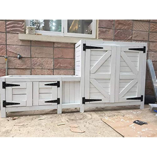 Heavy Duty T-Hinges 16 Inch (400mm) Tee Hinge for Wooden Door Gate, Black, 3 Pack, Matching Screws Included