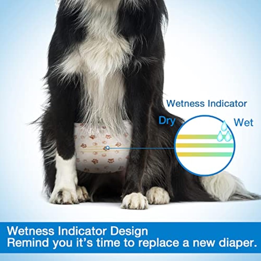 Pet Soft Dog Nappies Male-Disposable Male Dog Wraps 20 Counts, Super Absorbent Puppy Dog Diapers Incontinence Nappy Wraps with Wetness Indicator (L-20 Count)