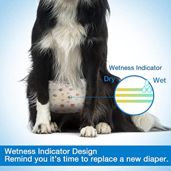 Pet Soft Disposable Male Dog Wraps 20 Counts - Dog Nappies Male, Super Absorbent Puppy Dog Diapers Incontinence Nappy Wraps with Wetness Indicator (XS-20 Count)