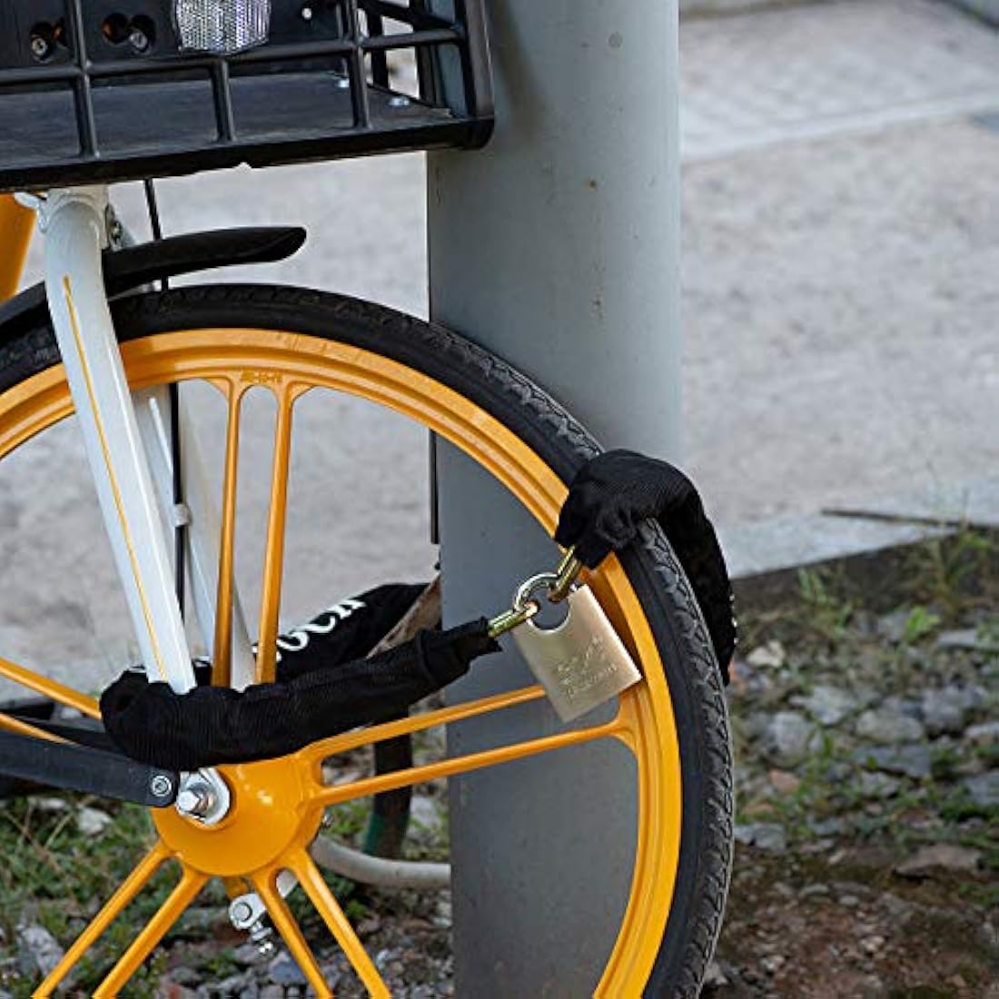 Heavy Duty Motorbike Cycle Chain Lock Padlock for Motorcycle Bike Bicycle Door Gate Fence Safety & Security Accessories (Steel Dia.8mm Chain Length 1.1M)