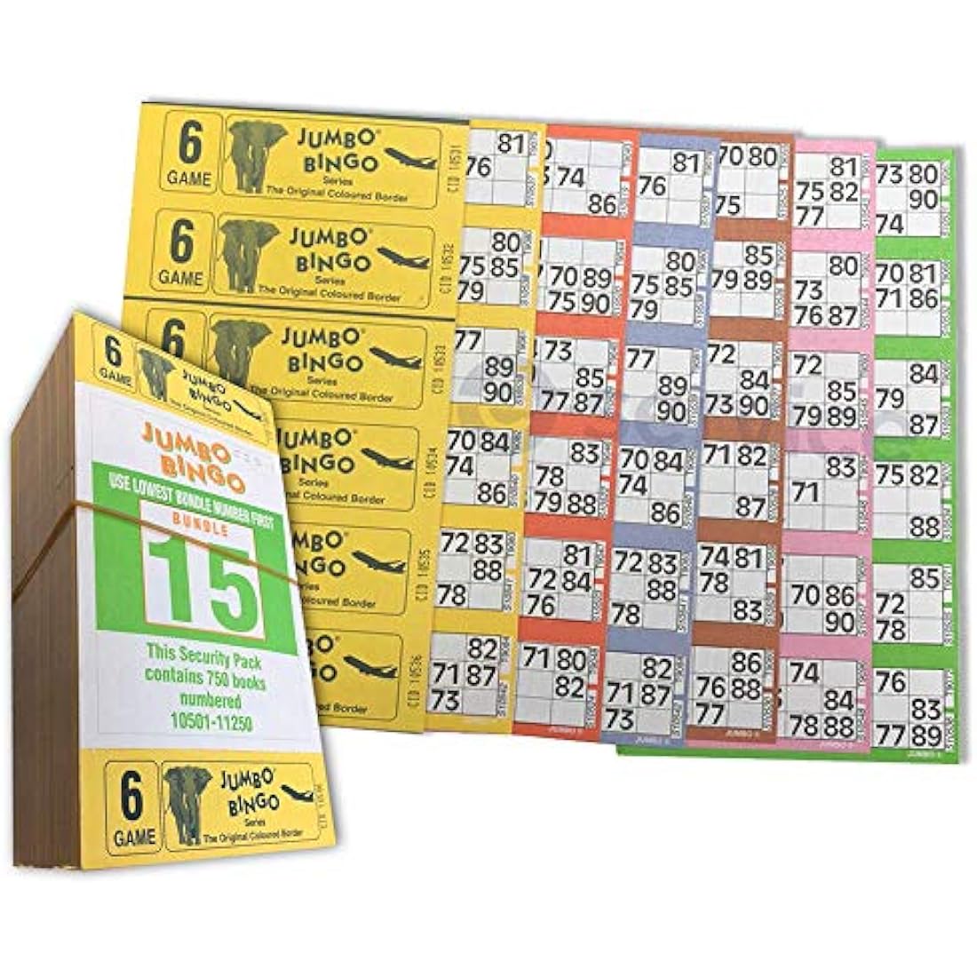 750 BOOKS 6 PAGE GAME STRIPS OF 6 TV JUMBO BINGO TICKET SHEET BIG BOLD NUMBERS