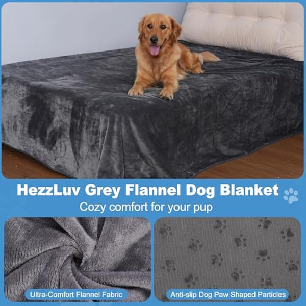 HezzLuv Waterproof Dog Blanket 203 x 229 cm, Washable Flannel Pet Blanket for Sofa Bed Cover, Anti-slip Warm Pet Throw, Fluffy & Soft, Leak-Proof, Furniture Protector for Small to Large Dogs and Cats
