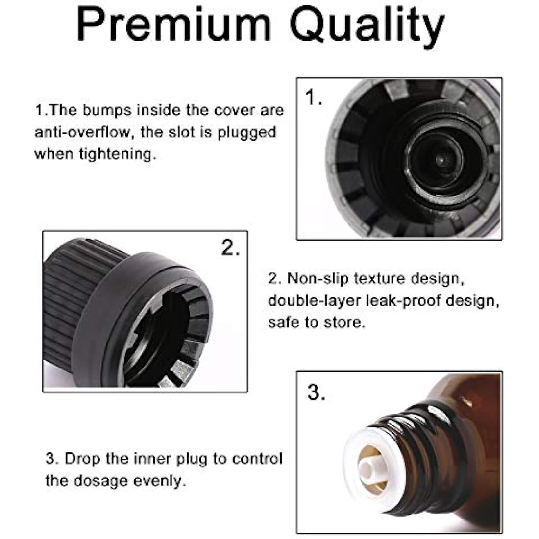 Alledomain 10Pcs, 10ml Essential Oils Amber Glass Bottles with Black Cap & 1 Dropper & 12 Labels Mini Empty Amber Bottle Refillable Sample Container for Massage oils/Aromatherapy/Perfume