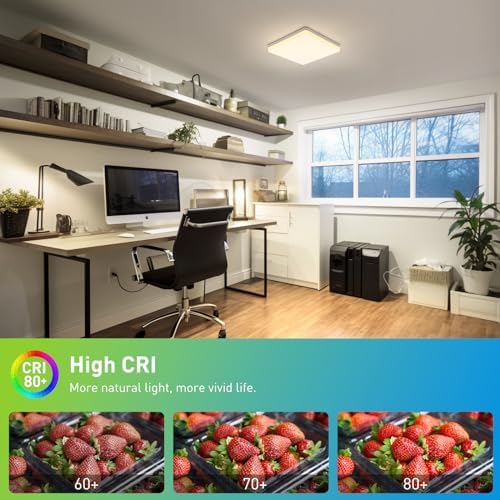 Yafido LED Square Ceiling Light Fitting 48W 4320LM, Natural White 4000K, IP44 Waterproof, 30CM Modern Ultra Bright Lighting Fixture 220V for Bathroom Living Room Kitchen Roof Office