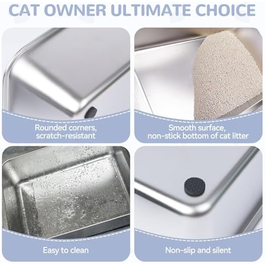Dimaka Cat Litter Tray, Rabbit Litter Tray, Stainless Steel Cat Litter Box,Non Stick Metal Pan, Easy to Clean, Non Odor, Safe and Durable