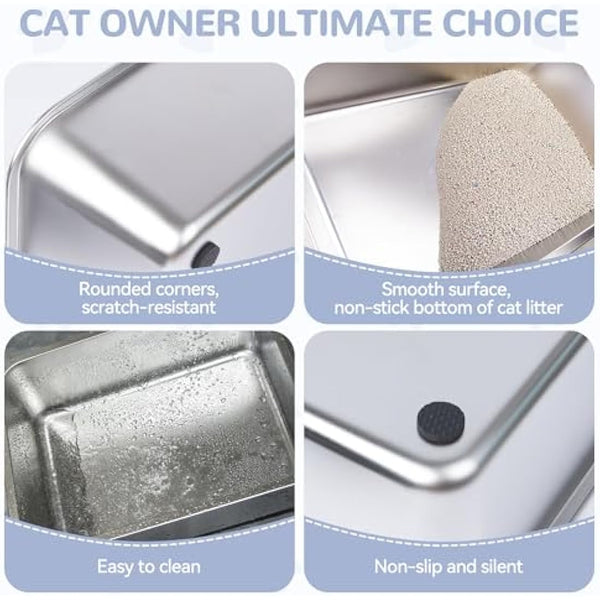 Dimaka Cat Litter Tray, Rabbit Litter Tray, Stainless Steel Cat Litter Box,Non Stick Metal Pan, Easy to Clean, Non Odor, Safe and Durable