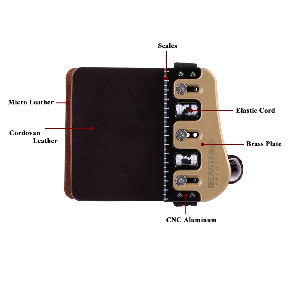 BICASTER Barebow Finger Tabs Cordovan Leather + Brass Finger Guards String Walking Right Hand (Large)