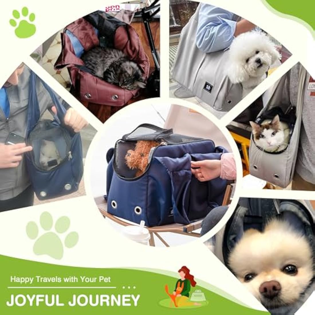 ALLSOPETS Puppy Sling Carrier Dog Slings for Small Dogs Portable Pet Handbag Breathable Comfortable Cat Carry Carrier with Leash Hook for Traveling Outdoors Camping (Navy Blue)