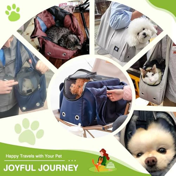 ALLSOPETS Puppy Sling Carrier Dog Slings for Small Dogs Portable Pet Handbag Breathable Comfortable Cat Carry Carrier with Leash Hook for Traveling Outdoors Camping (Navy Blue)