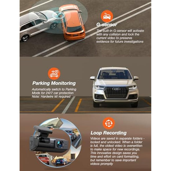 iZEEKER 1440P Dash Cam WiFi, 2.5K QHD Dashcam with Free 32GB Card, Mini Dash Camera with WDR, G-Sensor Emergency Recording, Loop Recording, 24H Parking Mode Supports