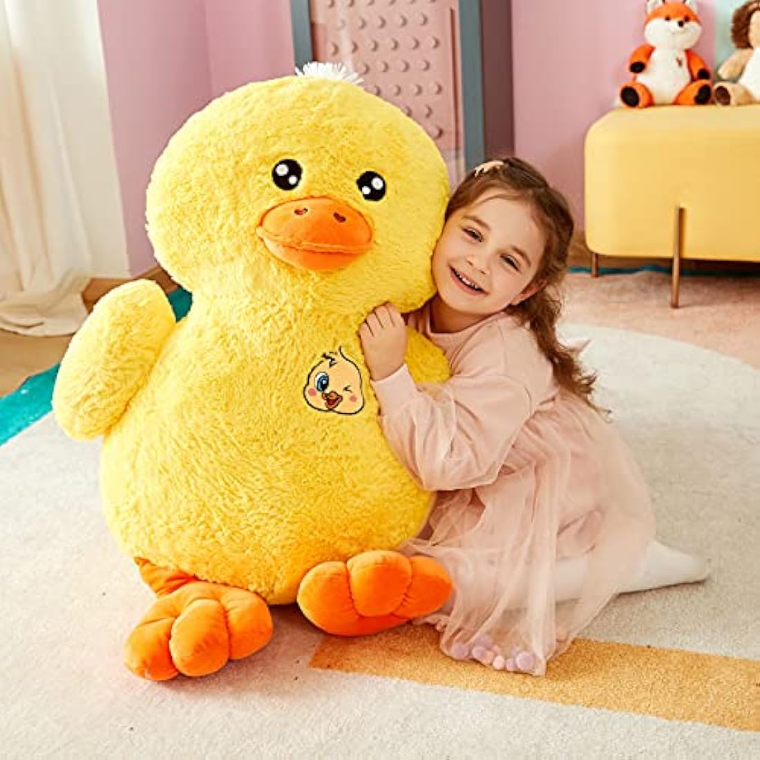 IKASA Large Duck Stuffed Animals Giant Soft Plush Toy,50cm Cute Huge Jumbo Kawaii Fluffy Plushy Big Size Duck Fat Oversized Plushie,Gifts for Kids