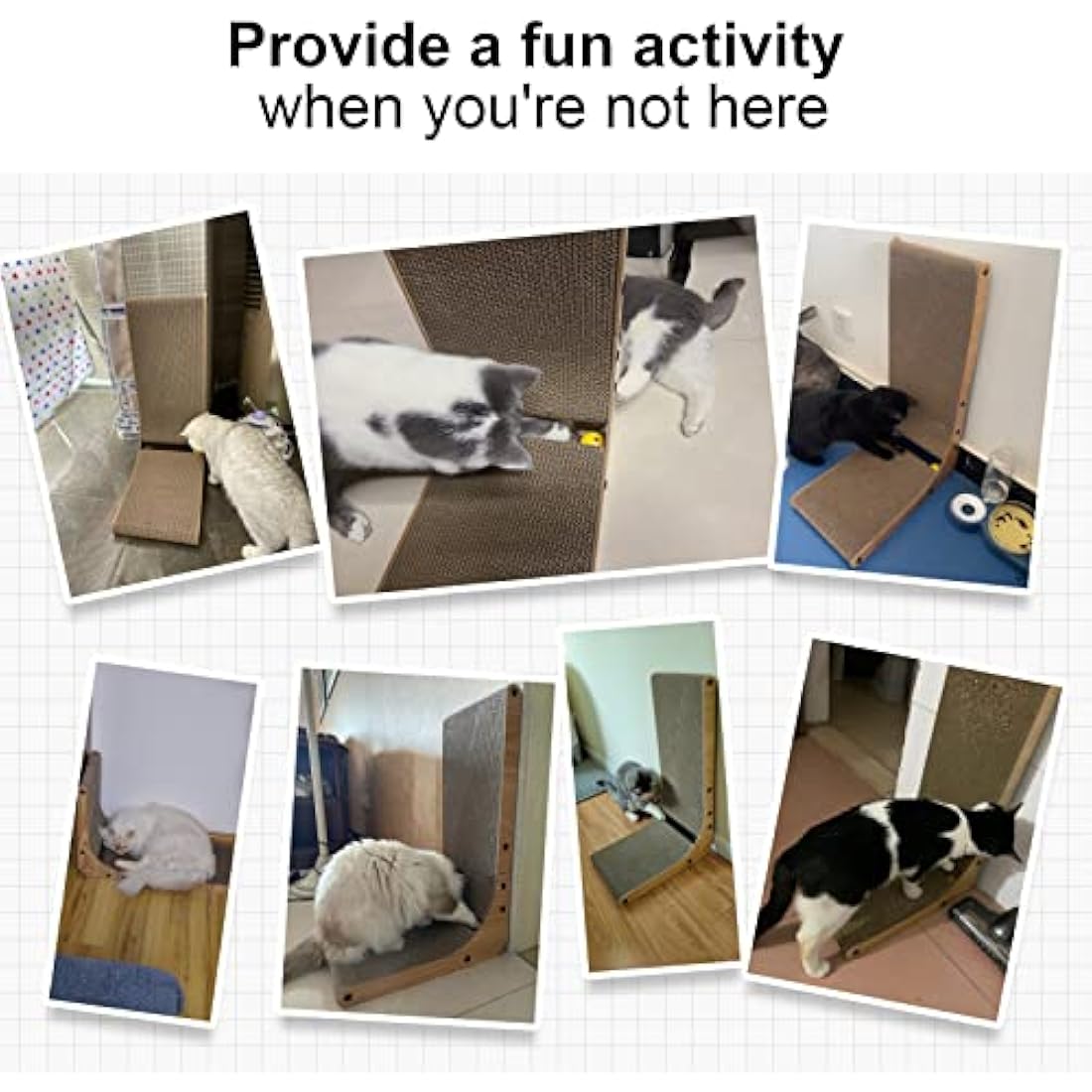 FUKUMARU Cat Scratcher, 68 cm L Shape Cat Scratch Pad Wall Mounted, Cat Scratching Cardboard with Ball Toy for Indoor Cats