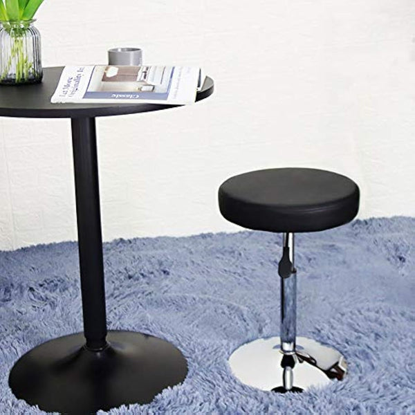 FURWOO PU Leather Round Barber Shop Stool Height Adjustable Swivel Workshop Barber Shop Home Kitchen Short Bar Stools without Backrest Stool Small(Black)