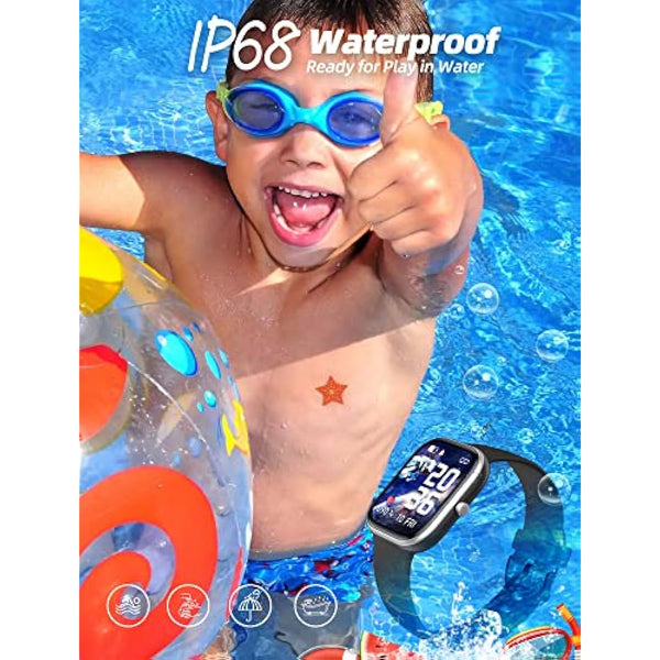 Slothcloud Kids Smart Watch for Boys Girls,IP68 Waterproof Fitness Activity Tracker Watch,Heart Rate Sleep Monitor,8 Sport Modes,Pedometers,Calories Counter,Alarm Clock,Kids Gifts Teens 5+ (Black)