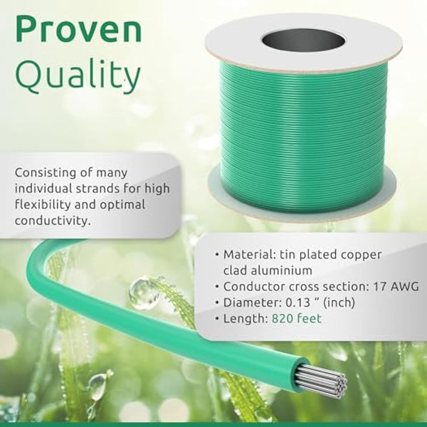 ECENCE Boundary Wire 820ft - Compatible with Robotic Lawnmowers, incl. Husqvarna - Perimeter Wire Ø0.13Inch, 17AWG Conductor - Universal Guide Wire