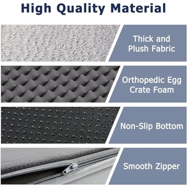 WESTERN HOME Dog Bed Large Dog Beds Orthopedic Dogs Beds Extra Large Pet Sofa Bed Couch for Dods Cats Washable Waterproof Cover, Egg Foam Grey, 106 x 76 x 19 cm