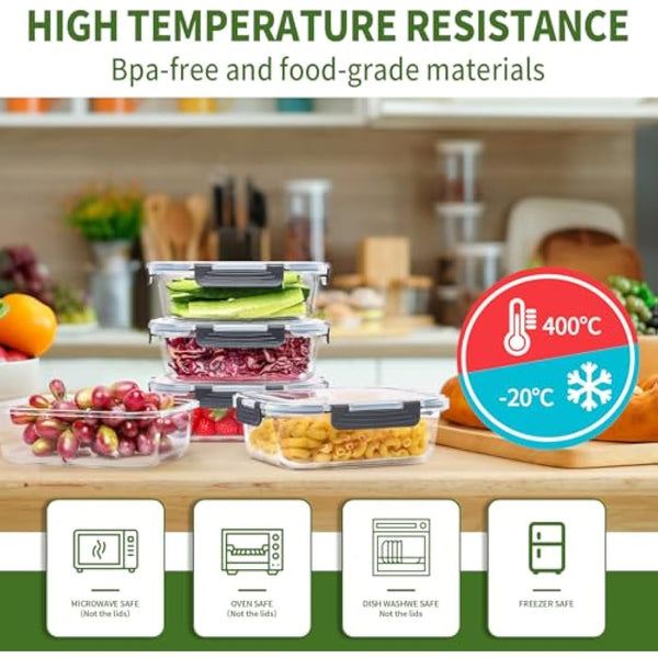 Skroam 5-Packs 36OZ Glass Food Storage Containers with Lids Airtight, Glass Meal Prep Container for Lunch, Pantry Organizers and Storage, Glass Lunch Boxes for Freezer to Oven Safe, Leak Proof